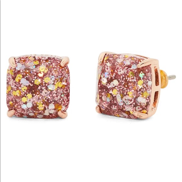 Kate Spade Pink Glitter Gemstone Earrings NWT